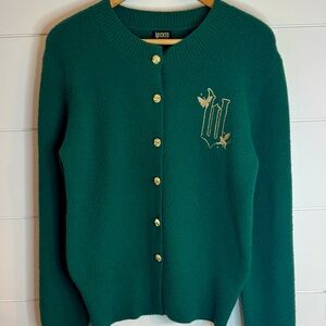Wicked by Paul Tazewell Emerald Green Gold Button Embroidered Cardigan Small